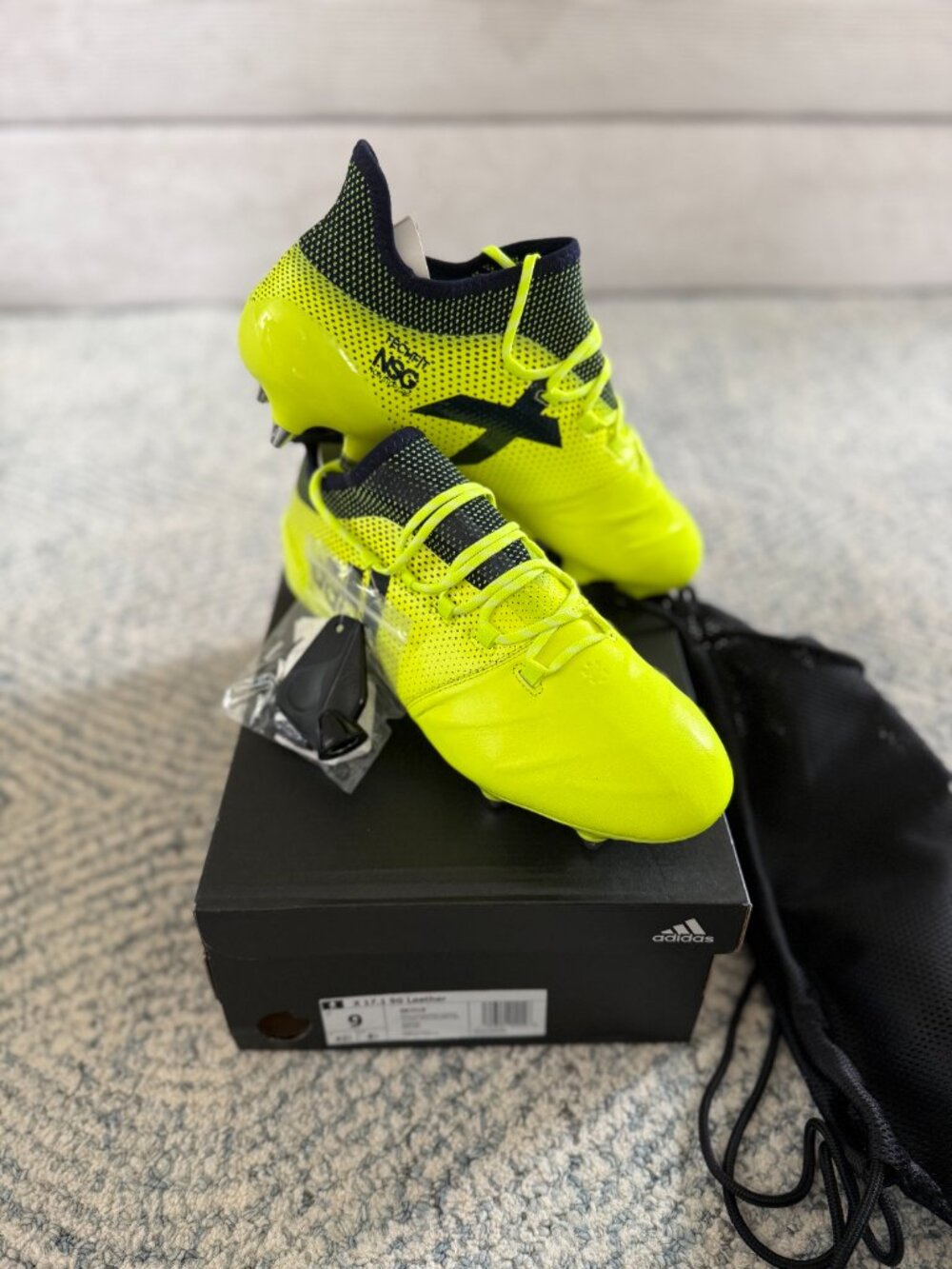 Adidas ACE 15.1 SG Leather Soccer Cleats Size 9 Black Yellow Pro Kangaroo Rare